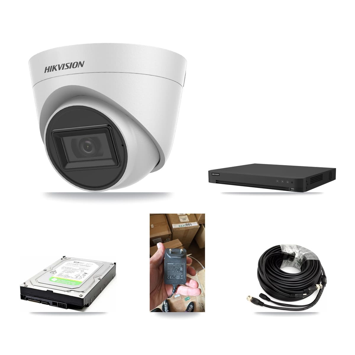 Hikvision 16-Channel 5MP CCTV Kit — 1 White Turret Camera + 1TB Recording (IDS-7216HUHI Recorder) - Image 1