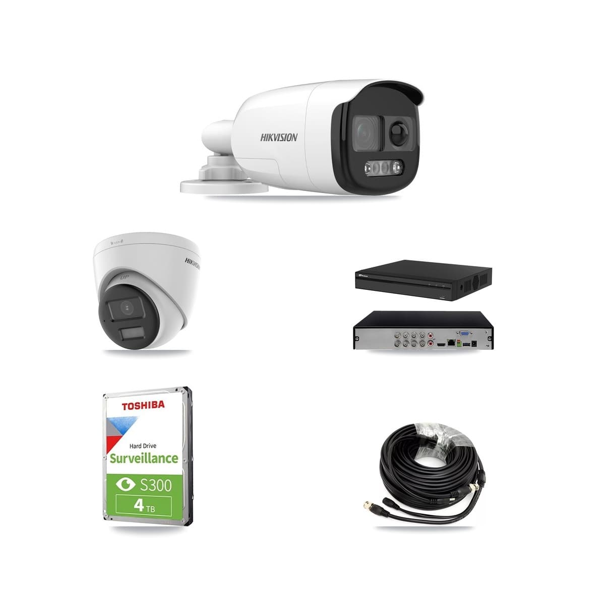 Hikvision & Prolux 8-Channel 5MP – 4K CCTV Kit — 1 5MP Bullet + 1 4K Turret Cameras + 4TB Recording