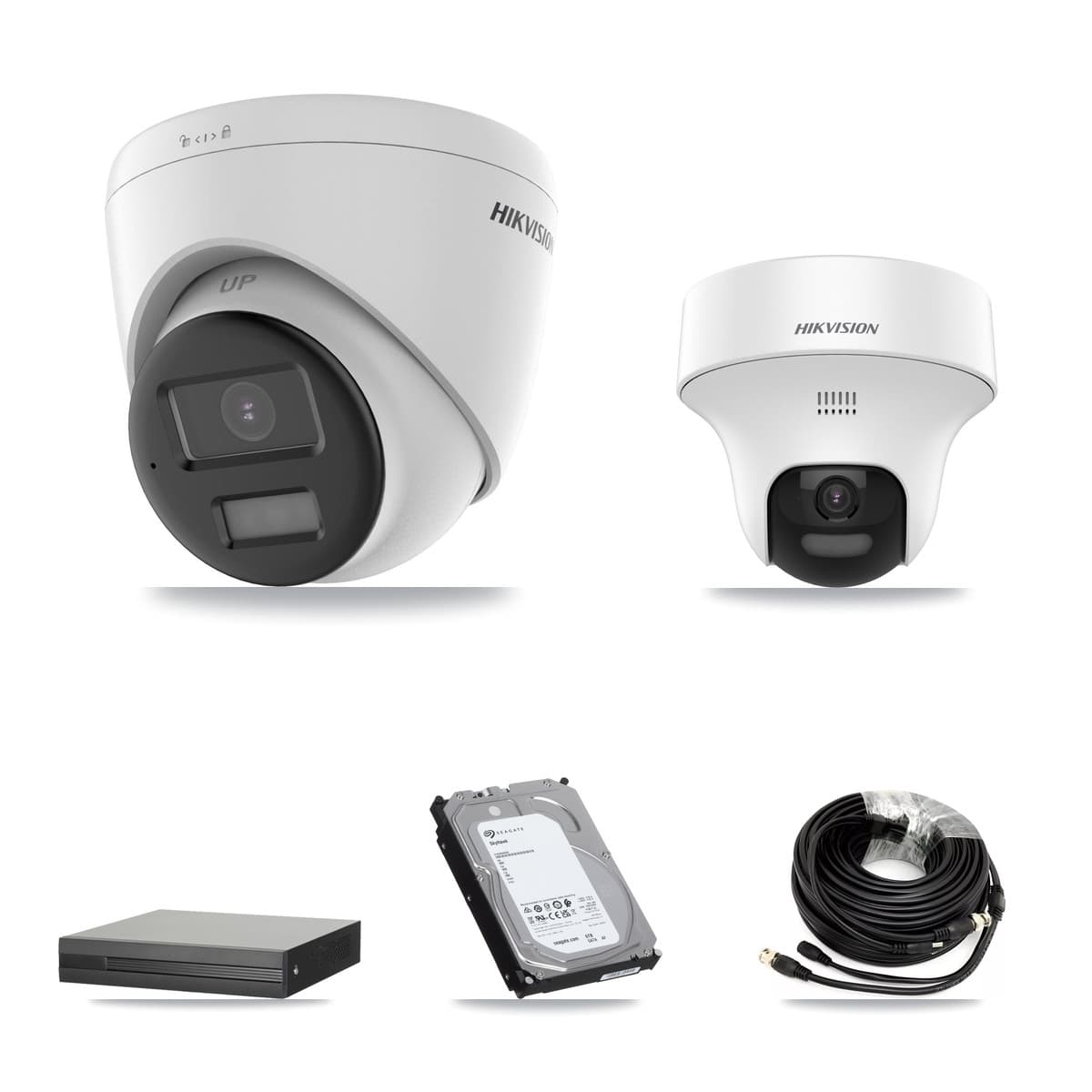 Hikvision 4-Channel 5MP CCTV Kit — 1 DS-2CE70K0T-PTLTS + 3 DS-2CE78K0T-LPTS Turret Cameras + 6TB Recording (XVR-3104HS-5MP-LITE Recorder)