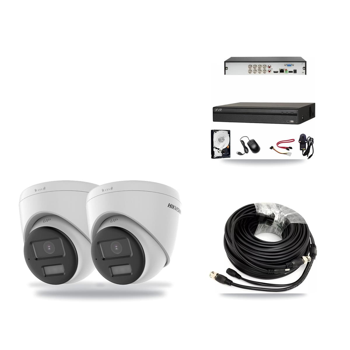Hikvision & Dahua 8-Channel 5MP CCTV Kit — 2 DS-2CE78K0T-LPTS Turret Cameras + 3TB Recording (XVR-3108AD-4K Recorder) - Image 1