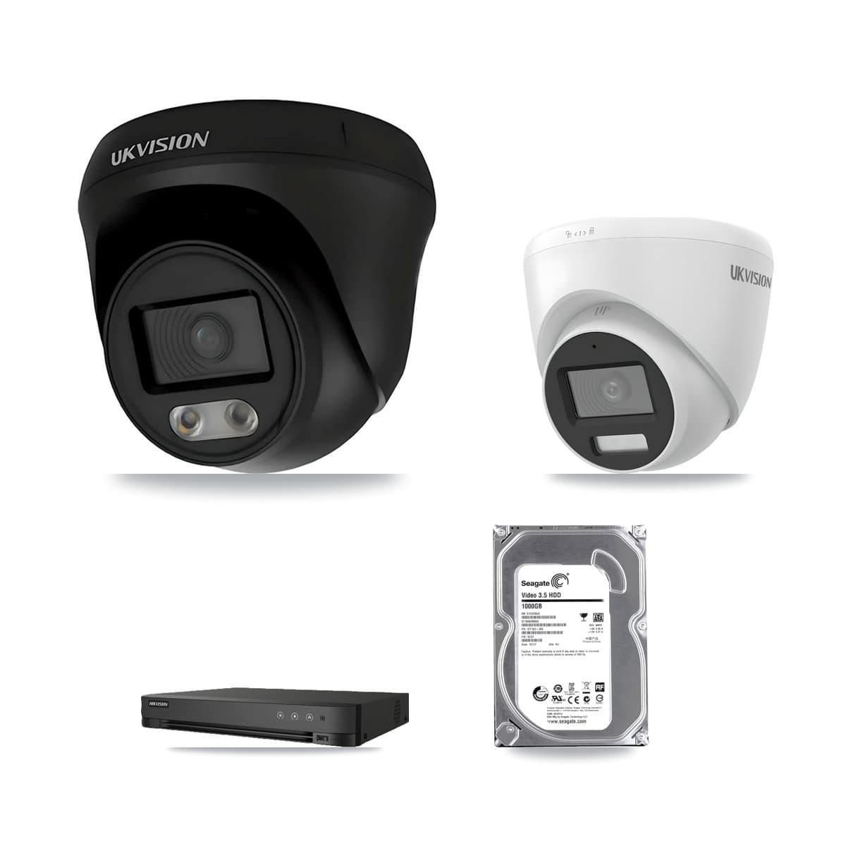 Hikvision 8-Channel 4K CCTV Kit — 2 UKVISION Cameras + 1TB Recording (IDS-7208HUHI-M1/E Recorder)