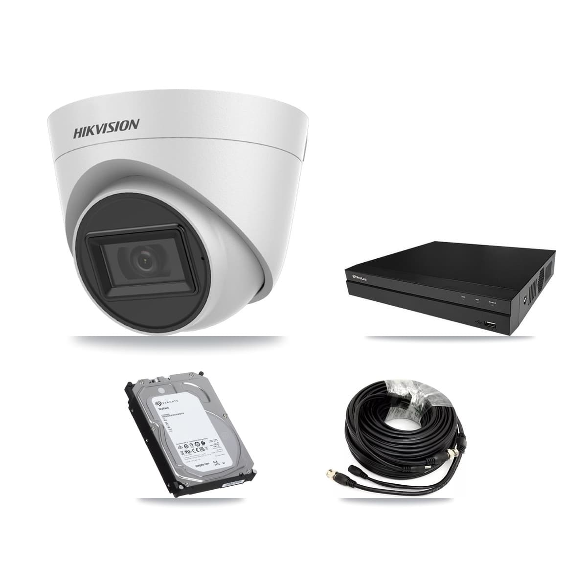 Hikvision & Prolux 8-Channel 5MP CCTV Kit — 8 White Turret Cameras + 2× 6TB Recording
