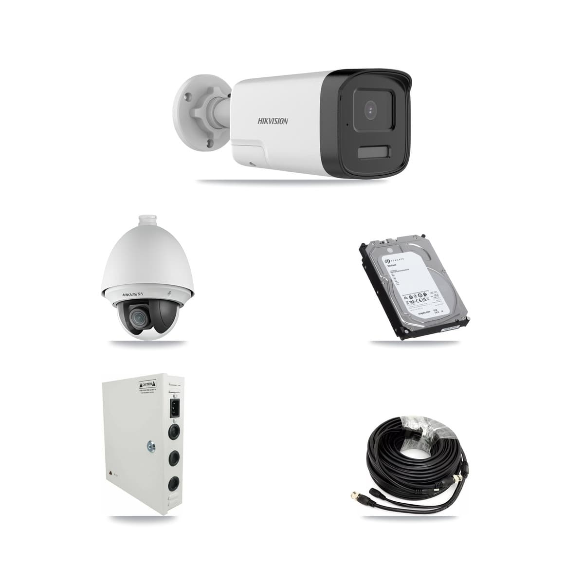 Hikvision 32-Channel 2MP – 5MP CCTV Kit — 1 DS-2AE4225T 2MP PTZ + 9 DS-2CE17K0T 5MP Bullet Cameras + 2× 6TB Recording - Image 1