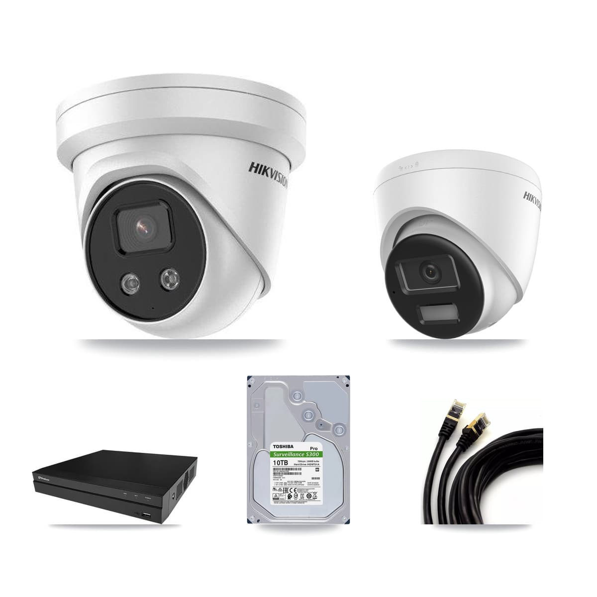 Hikvision & Prolux 8-Channel 5MP – 4K CCTV Kit — 2 4K + 4 5MP Turret Cameras + 10TB Recording