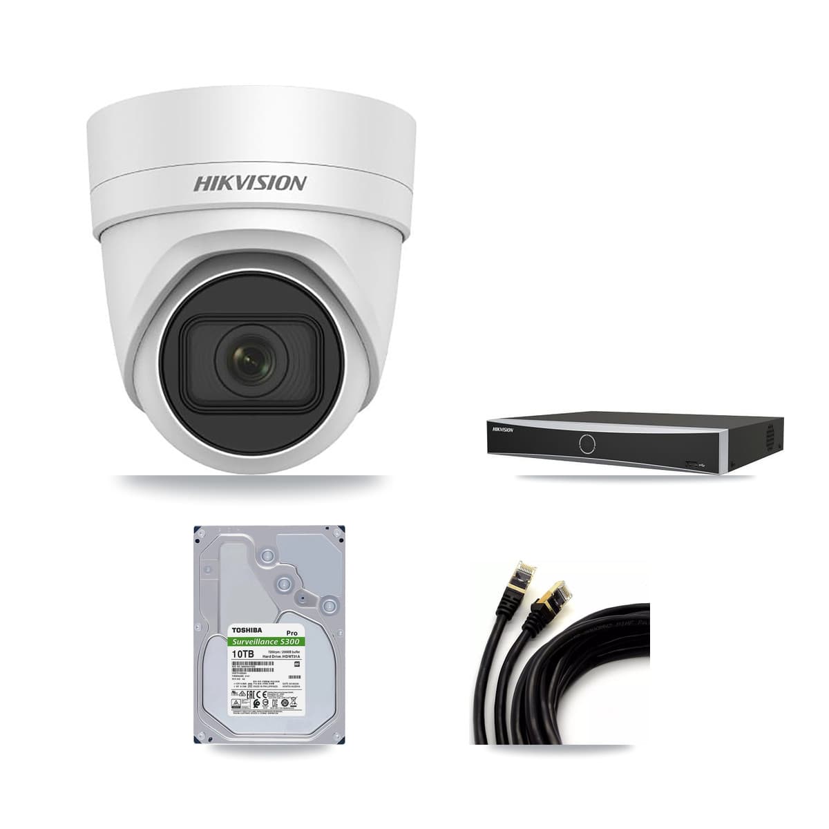 Hikvision 4-Channel 4K CCTV Kit — 4 DS-2CD2H83G0 Turret Cameras + 10TB Recording