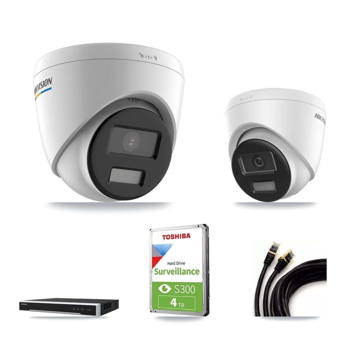 Hikvision 16-Channel 2MP – 4K CCTV Kit — 2 2MP + 1 4K Turret Cameras + 4TB Recording (DS-7616NI-M2 Recorder)