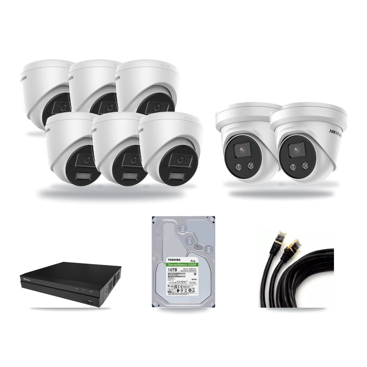 Hikvision & Prolux 8-Channel 4MP – 5MP CCTV Kit — 6 4MP + 2 5MP Turret Cameras + 10TB Recording - Image 1