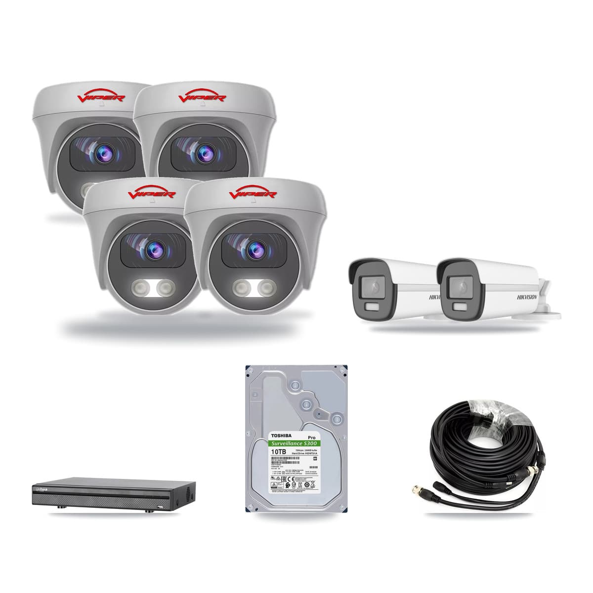 8-Channel 5MP – 4K CCTV Kit — 2 4K Bullet + 4 White 5MP Cameras + 10TB Recording (DH-XVR5108H Recorder) - Image 1