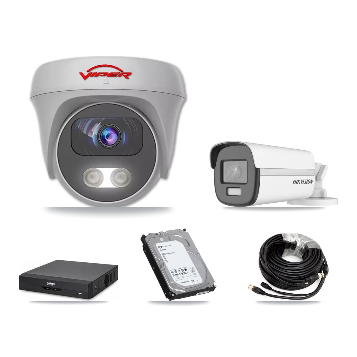 4-Channel 5MP – 4K CCTV Kit — 1 4K Bullet + 3 White 5MP Cameras + 6TB Recording (DH-XVR5104HS Recorder) - Image 1