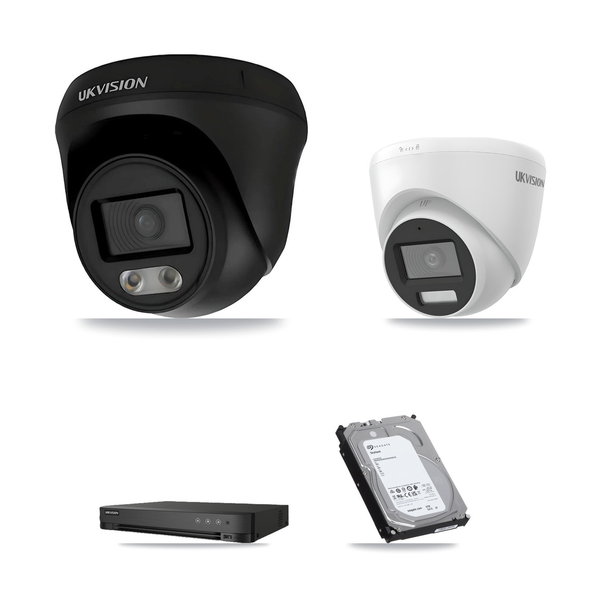 Hikvision iDS-7208HUHI-M1/E 8-Channel DVR CCTV Kit — 2× UKVISION 4K Cameras + 6TB HDD