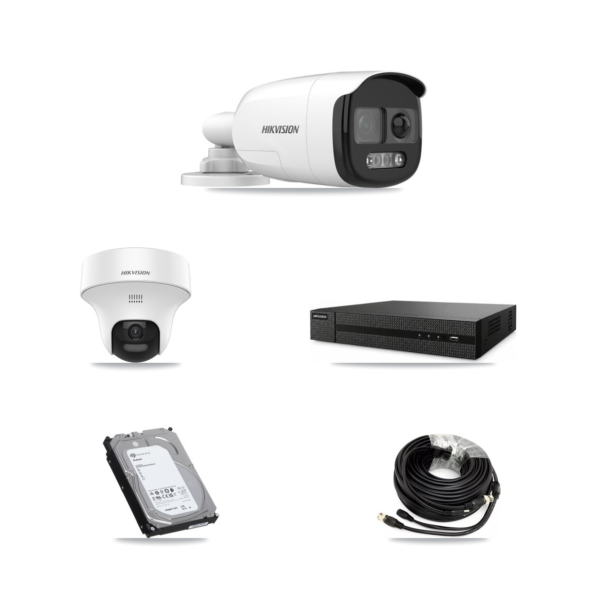 Hikvision 8-Channel 5MP CCTV Kit — 4 DS-2CE12KF3T Bullet + 4 DS-2CE70K0T Turret Cameras + 6TB Recording (DVR-8CH Recorder) - Image 1