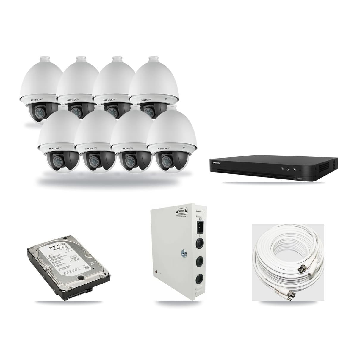 Hikvision 16-Channel 2MP CCTV Kit — 8 DS-2AE4225T PTZ Cameras + 5TB Recording (DS-7216HGHI Recorder) - Image 1