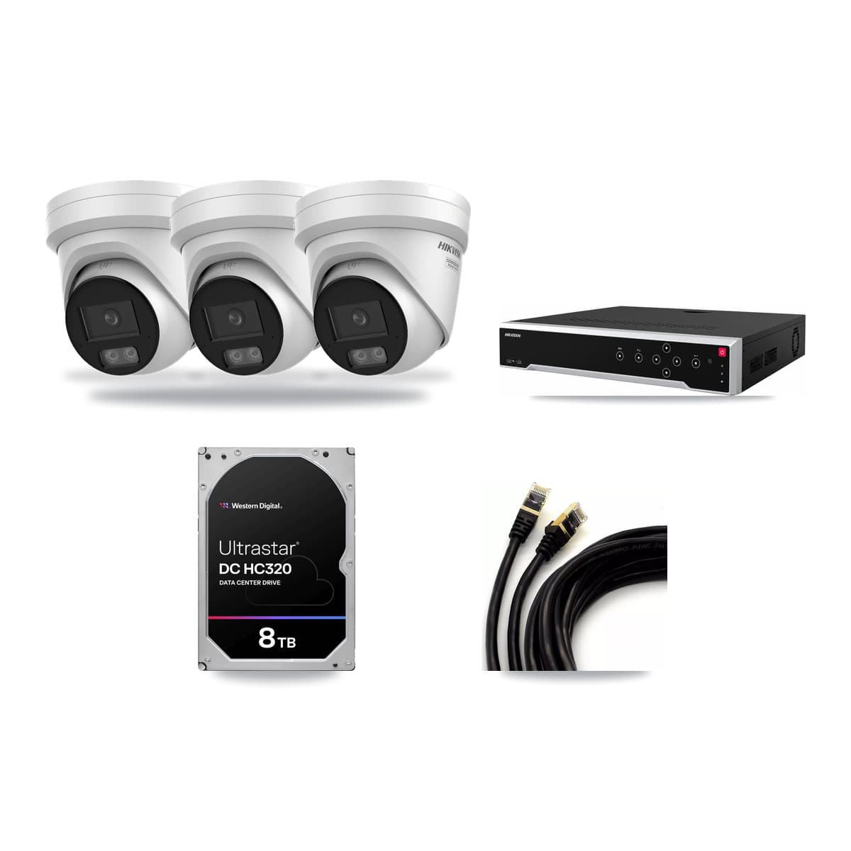 Hikvision 32-Channel 4K CCTV Kit — 3 DS-2CD2387G3 Turret Cameras + 8TB Recording - Image 1