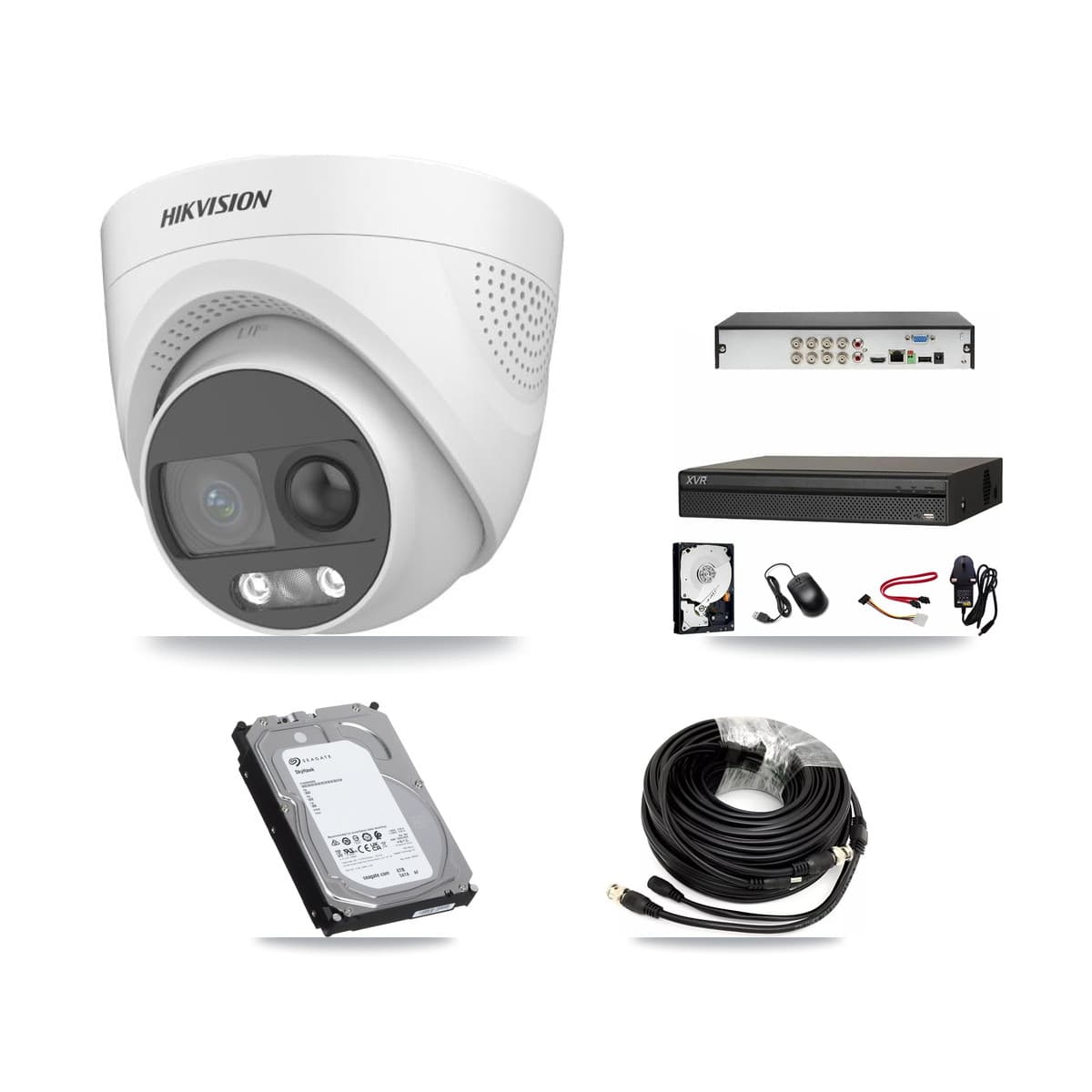 Hikvision & Dahua 8-Channel 5MP CCTV Kit — 6 DS-2CE72KF3T Turret Cameras + 6TB Recording