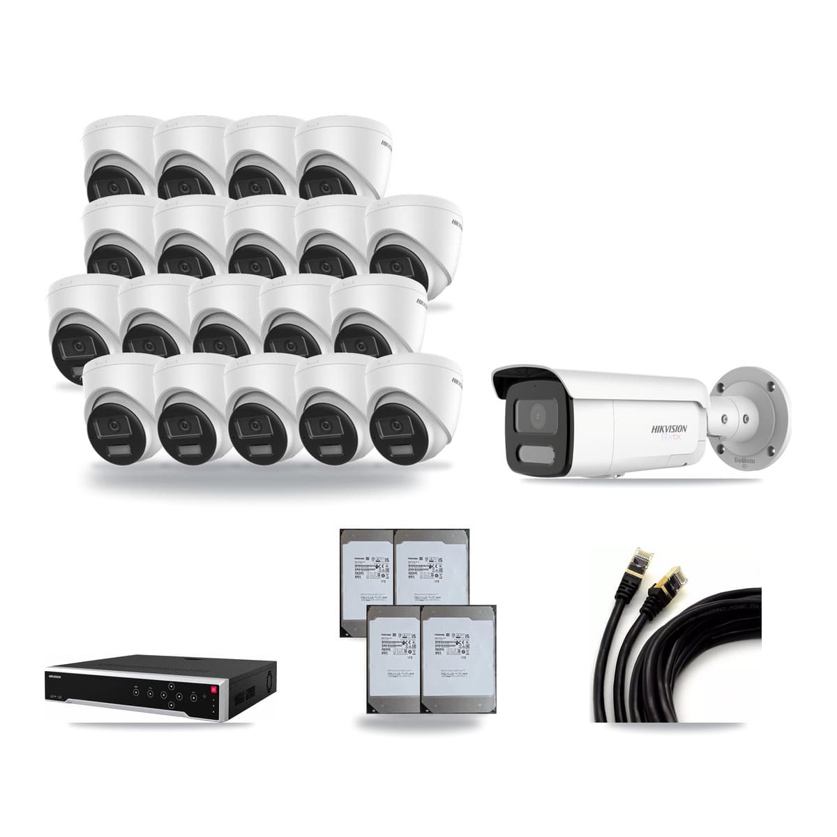 Hikvision 32-Channel 4K CCTV Kit — 19 Turret + 1 Bullet Cameras + 4× 14TB Recording - Image 1