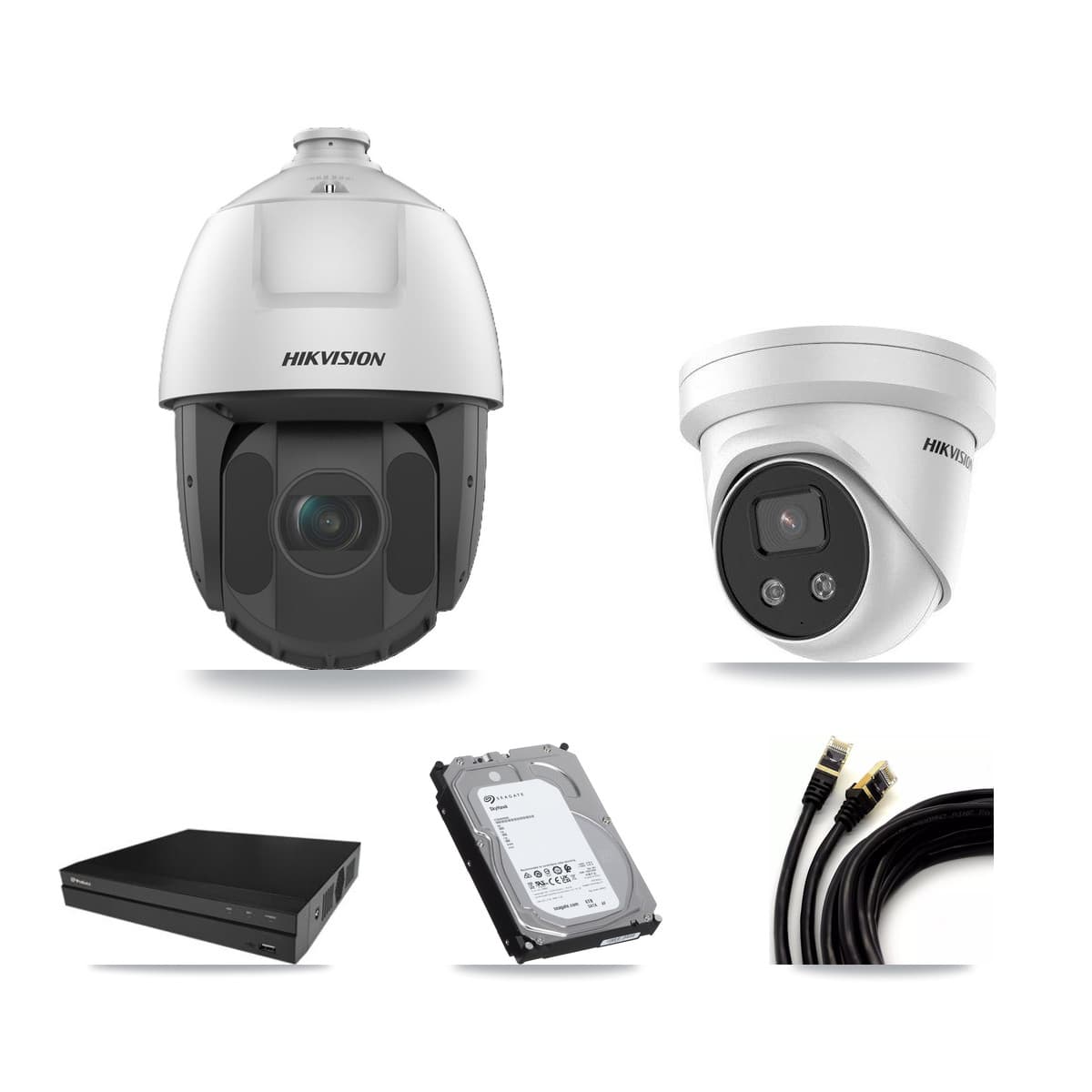 Hikvision & Prolux 16-Channel 2MP – 5MP CCTV Kit — 1 5MP Turret + 7 2MP PTZ Cameras + 6TB Recording