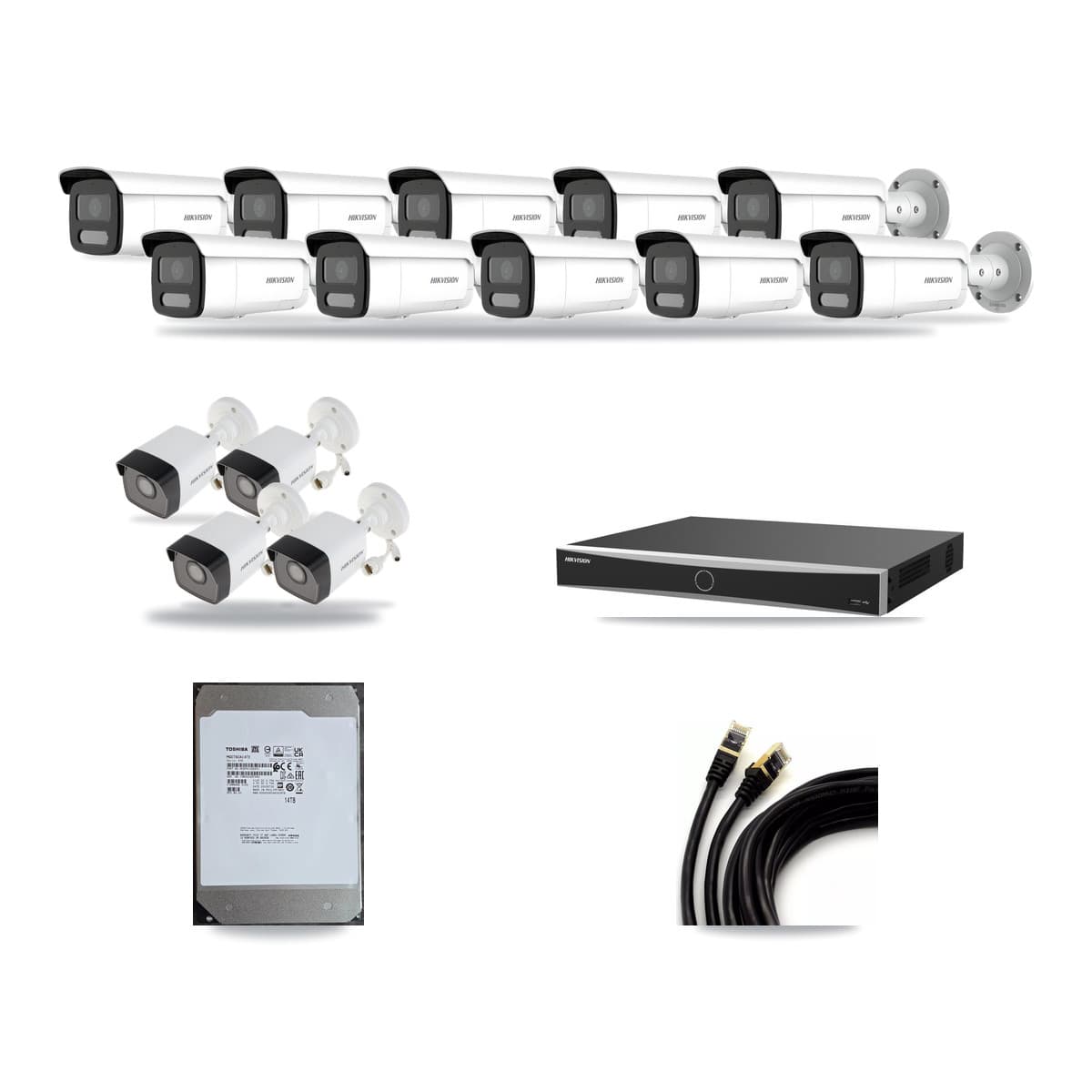Hikvision 16-Channel 4MP – 5MP CCTV Kit — 4 5MP + 10 4MP Bullet Cameras + 14TB Recording - Image 1