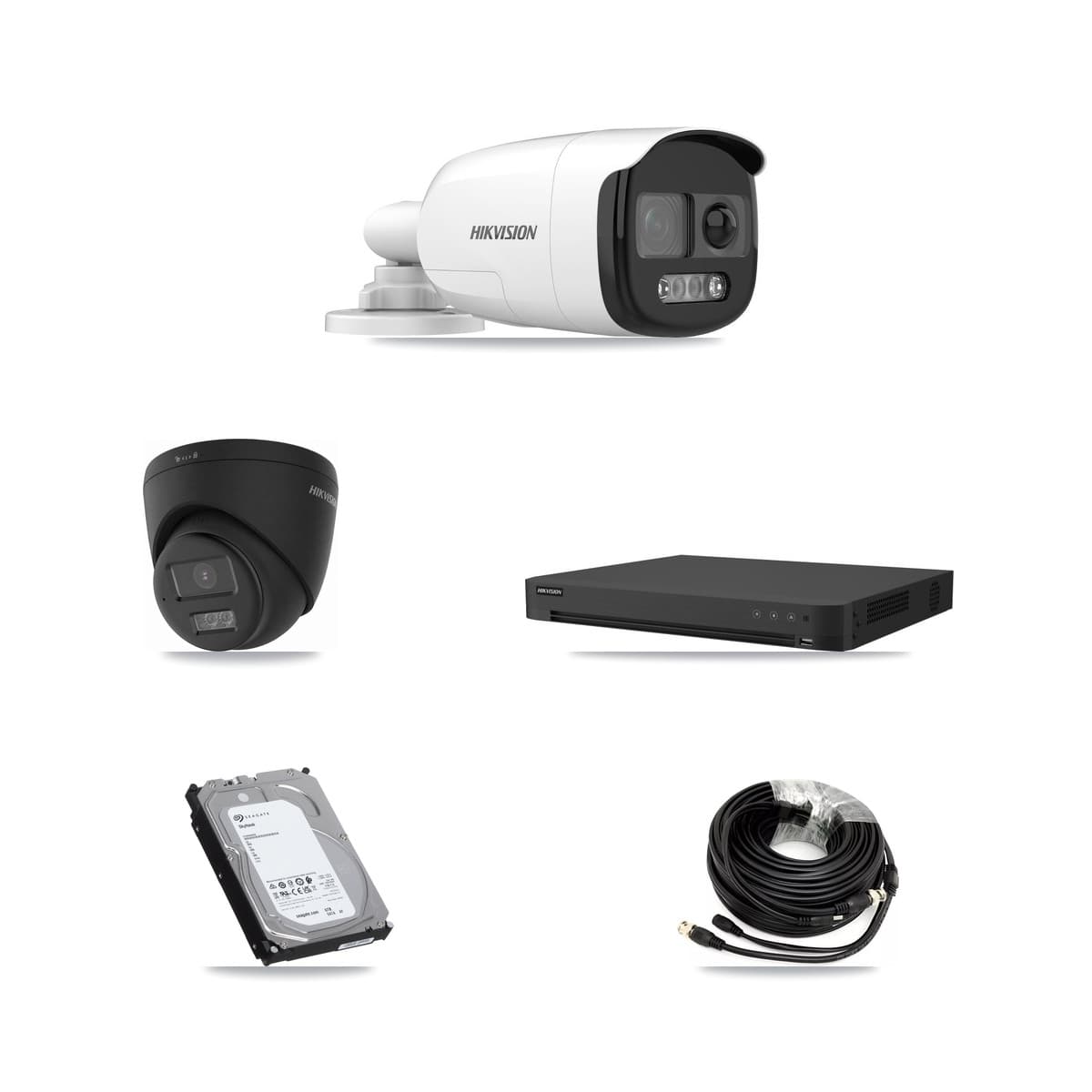 Hikvision 16-Channel 5MP – 4K CCTV Kit — 4 5MP Bullet + 4 Black 4K Turret Cameras + 6TB Recording