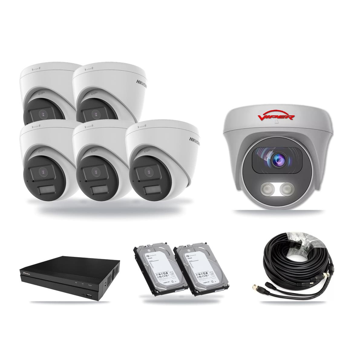 8-Channel 5MP – 4K CCTV Kit — 5 4K Turret + 1 White 5MP Cameras + 2× 6TB Recording - Image 1