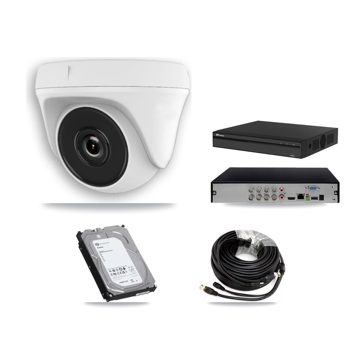 Hikvision & Prolux 8-Channel 2MP – 4K CCTV Kit — 1 4K Bullet + 5 White 2MP Dome Cameras + 6TB Recording (PXD-5108HS Recorder)