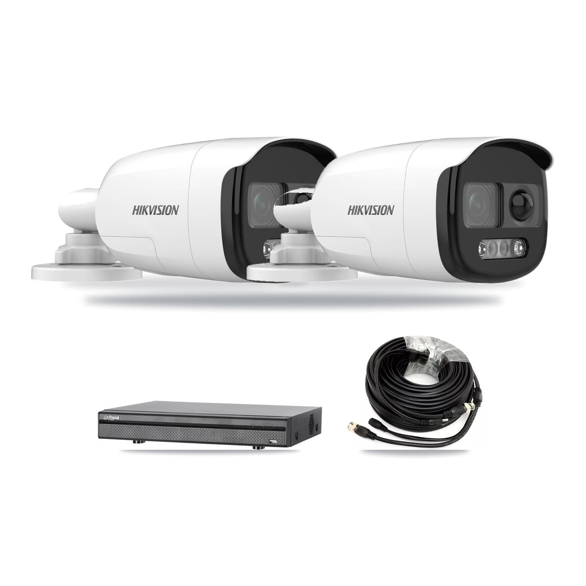 Hikvision & Dahua 8-Channel 5MP CCTV Kit — 2 DS-2CE12KF3T Bullet Cameras + 3TB Recording (DH-XVR5108H Recorder) - Image 1