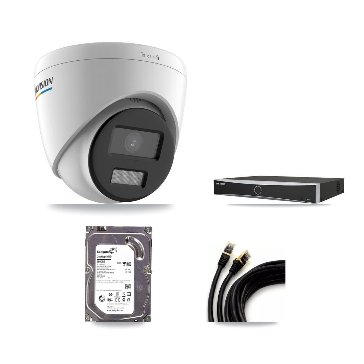 Hikvision 4-Channel 2MP CCTV Kit — 3 Turret Cameras + 2TB Recording