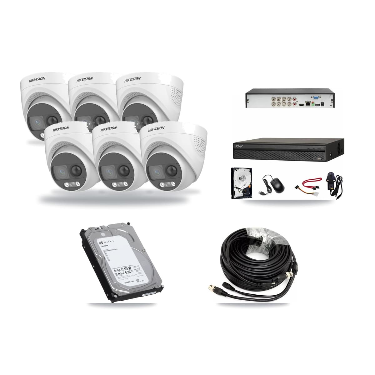 Hikvision & Dahua 8-Channel 5MP CCTV Kit — 6 DS-2CE72KF3T Turret Cameras + 6TB Recording - Image 1