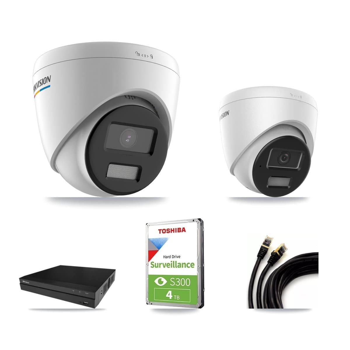 Hikvision & Prolux 16-Channel 2MP – 4MP CCTV Kit — 2 2MP + 2 4MP Turret Cameras + 4TB Recording