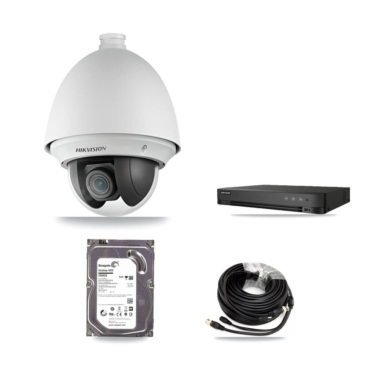 Hikvision 4-Channel 2MP CCTV Kit — 2 PTZ Cameras + 2TB Recording (DS-7204HGHI Recorder)