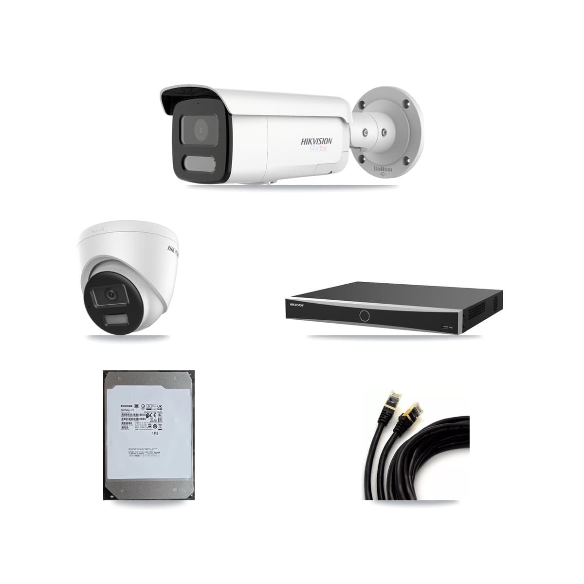 Hikvision 16-Channel 4K CCTV Kit — 1 Turret + 15 Bullet Cameras + 2× 14TB Recording