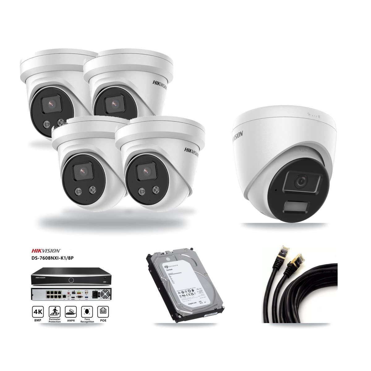 Hikvision 8-Channel 4MP – 5MP CCTV Kit — 1 4MP + 4 5MP Turret Cameras + 6TB Recording - Image 1