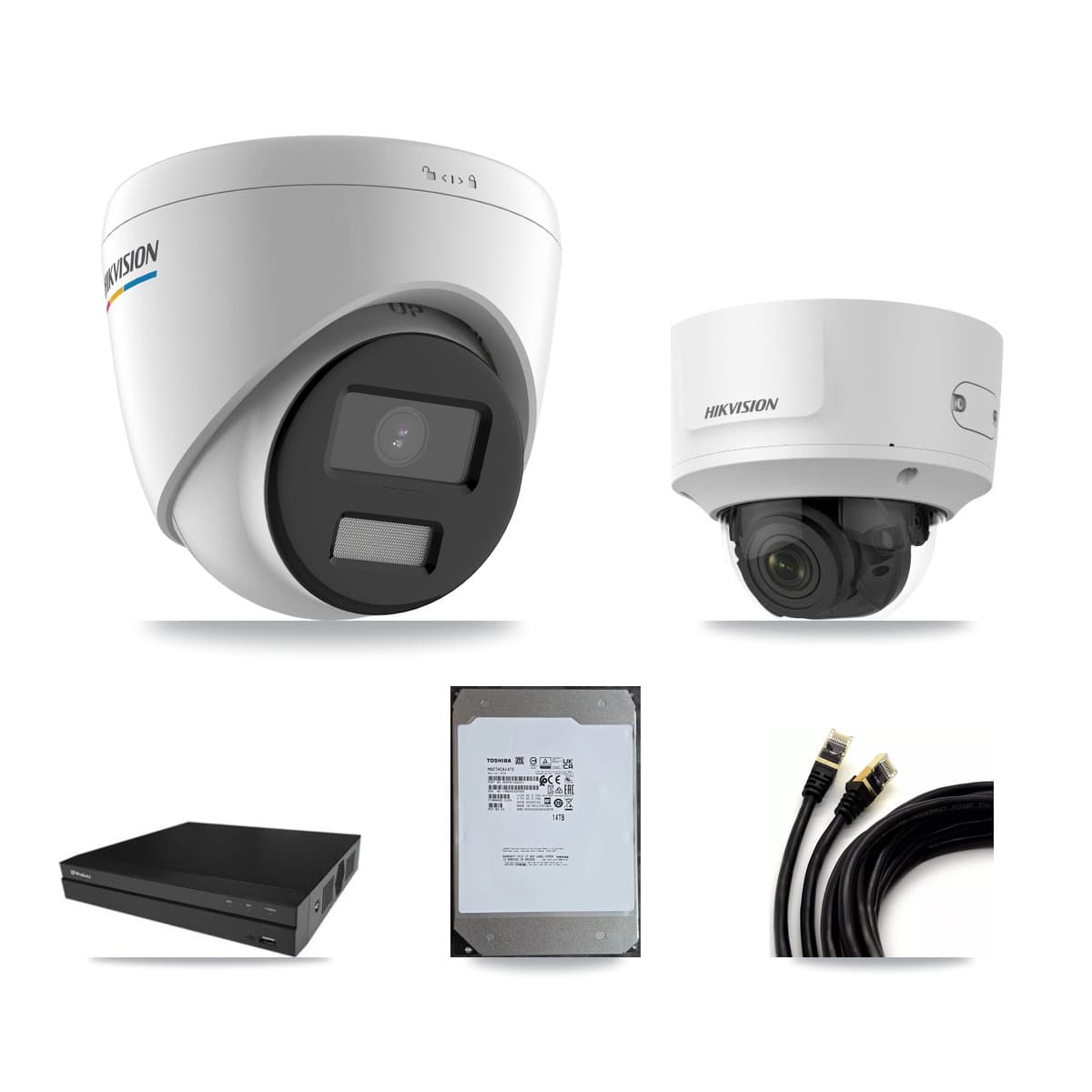 Hikvision & Prolux 16-Channel 2MP CCTV Kit — 15 Turret + 1 Dome Cameras + 14TB Recording