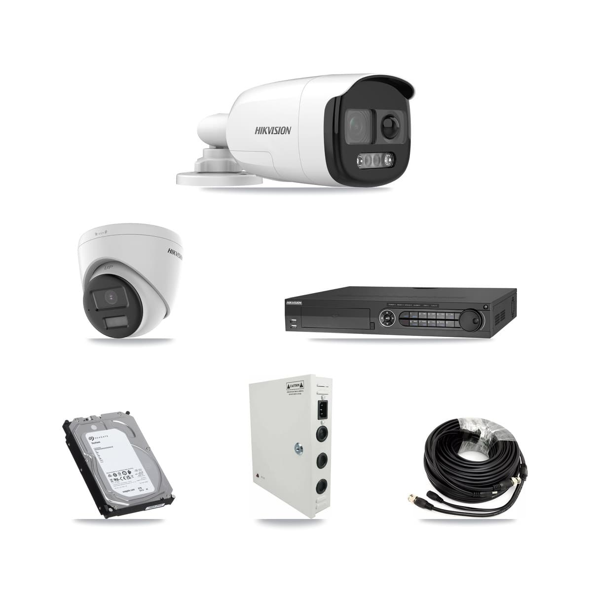 Hikvision 32-Channel 5MP CCTV Kit — 16 DS-2CE12KF3T Bullet + 16 DS-2CE78K0T Turret Cameras + 2× 6TB Recording