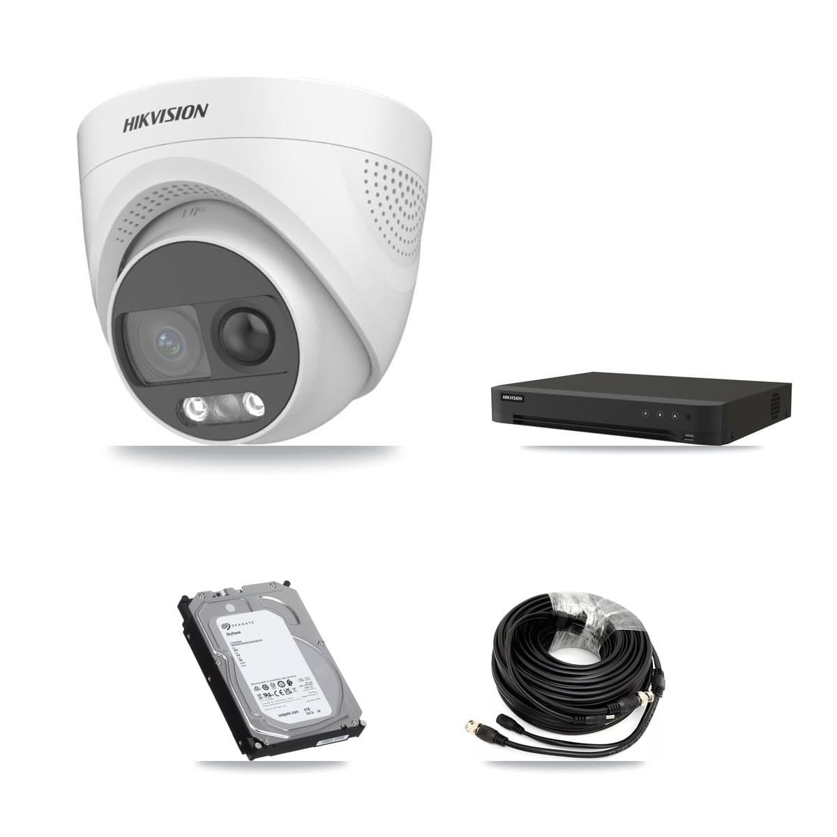 Hikvision 16-Channel 5MP CCTV Kit — 2 DS-2CE72KF3T Turret Cameras + 6TB Recording