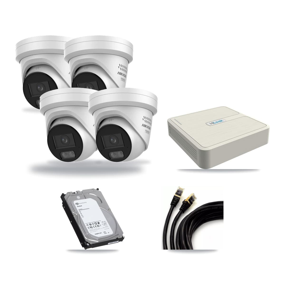 HiLook 8-Channel 4MP CCTV Kit — 4 Turret Cameras + 6TB Recording (NVR-108H-D Recorder) - Image 1