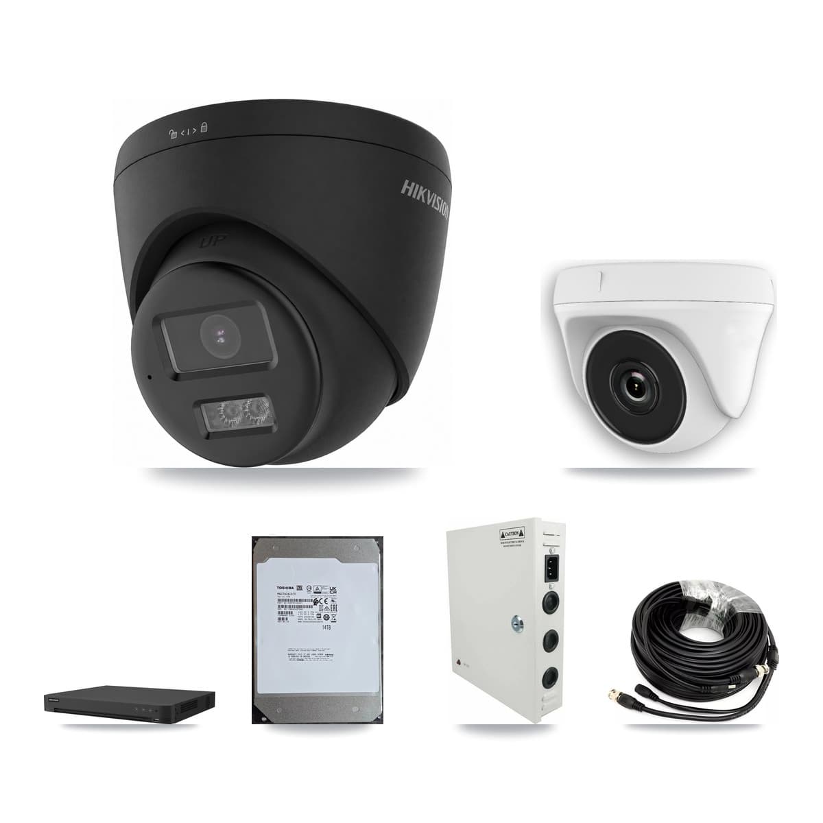 Hikvision 16-Channel 2MP – 4K CCTV Kit — 6 Black 4K Turret + 6 White 2MP Dome Cameras + 14TB Recording