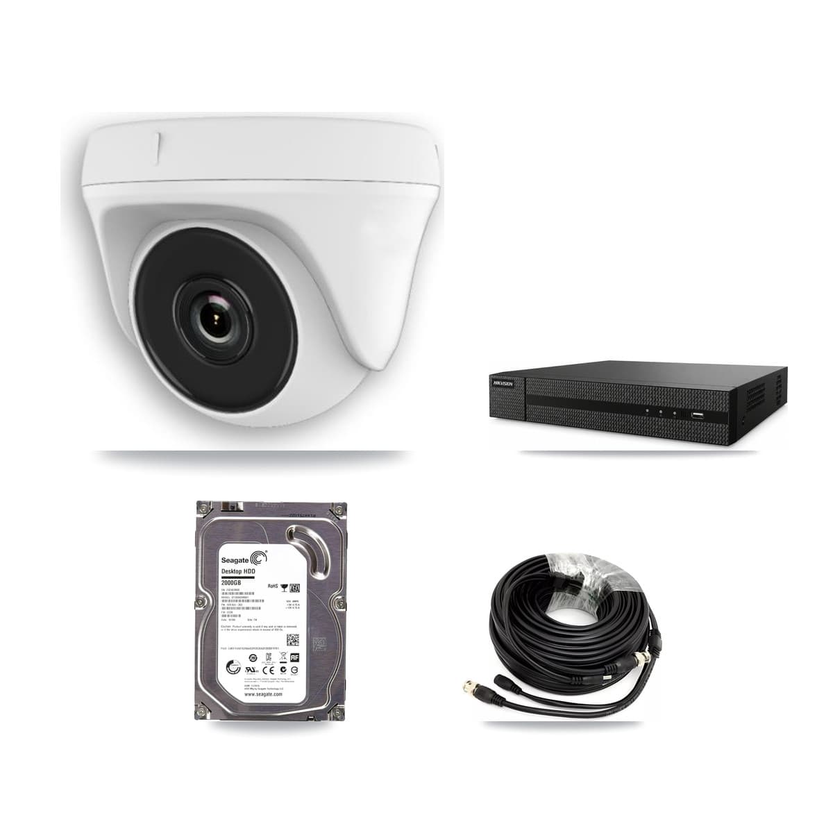 8-Channel 2MP CCTV Kit — 8 White Dome Cameras + 2TB Recording (DVR-8CH Recorder)