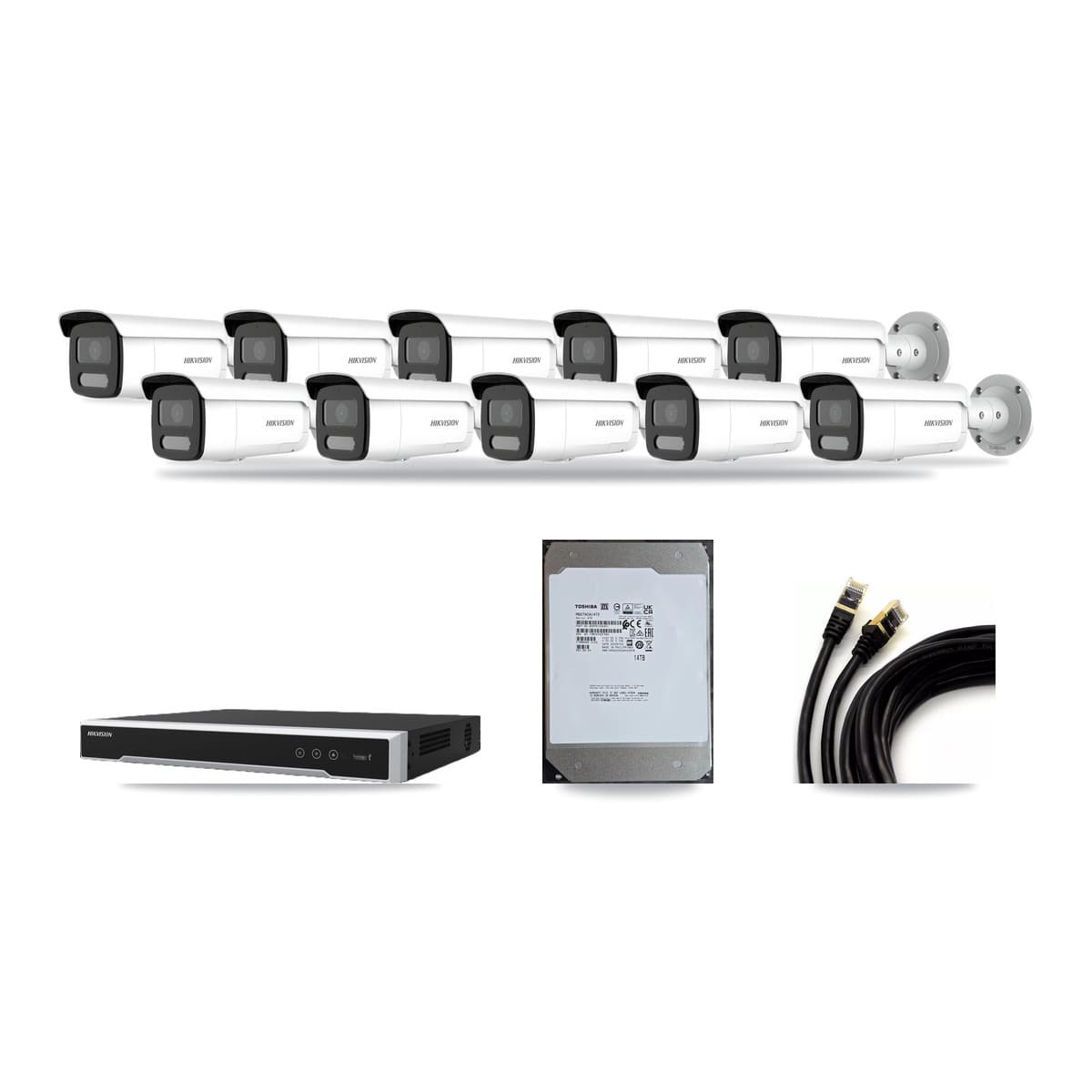 Hikvision 16-Channel 4MP CCTV Kit — 10 Bullet Cameras + 14TB Recording (DS-7616NI-M2 Recorder) - Image 1