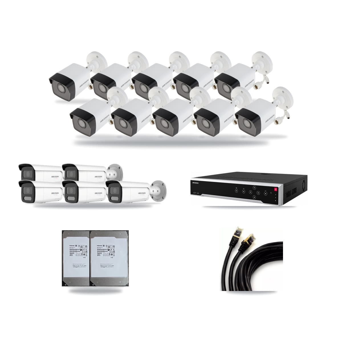 Hikvision 32-Channel 5MP – 4K CCTV Kit — 10 5MP + 5 4K Bullet Cameras + 2× 14TB Recording - Image 1