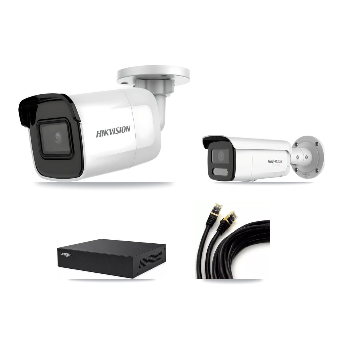 Hikvision & Longse 8-Channel 4K CCTV Kit — 5 DS-2CD2085G1 + 1 DS-2CD2T87G2H Bullet Cameras + 8TB Recording