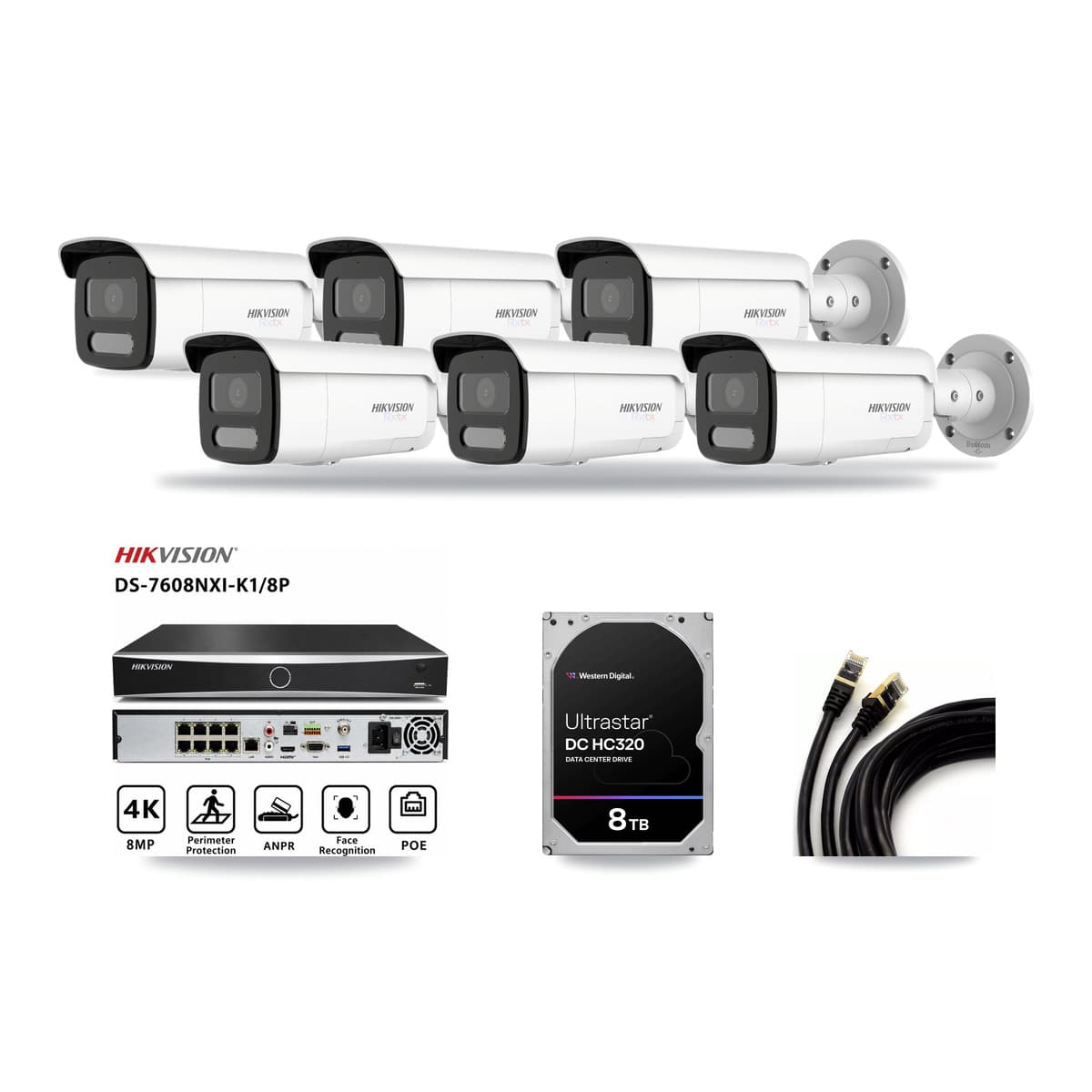 Hikvision 8-Channel 4K CCTV Kit — 6 Bullet Cameras + 8TB Recording - Image 1