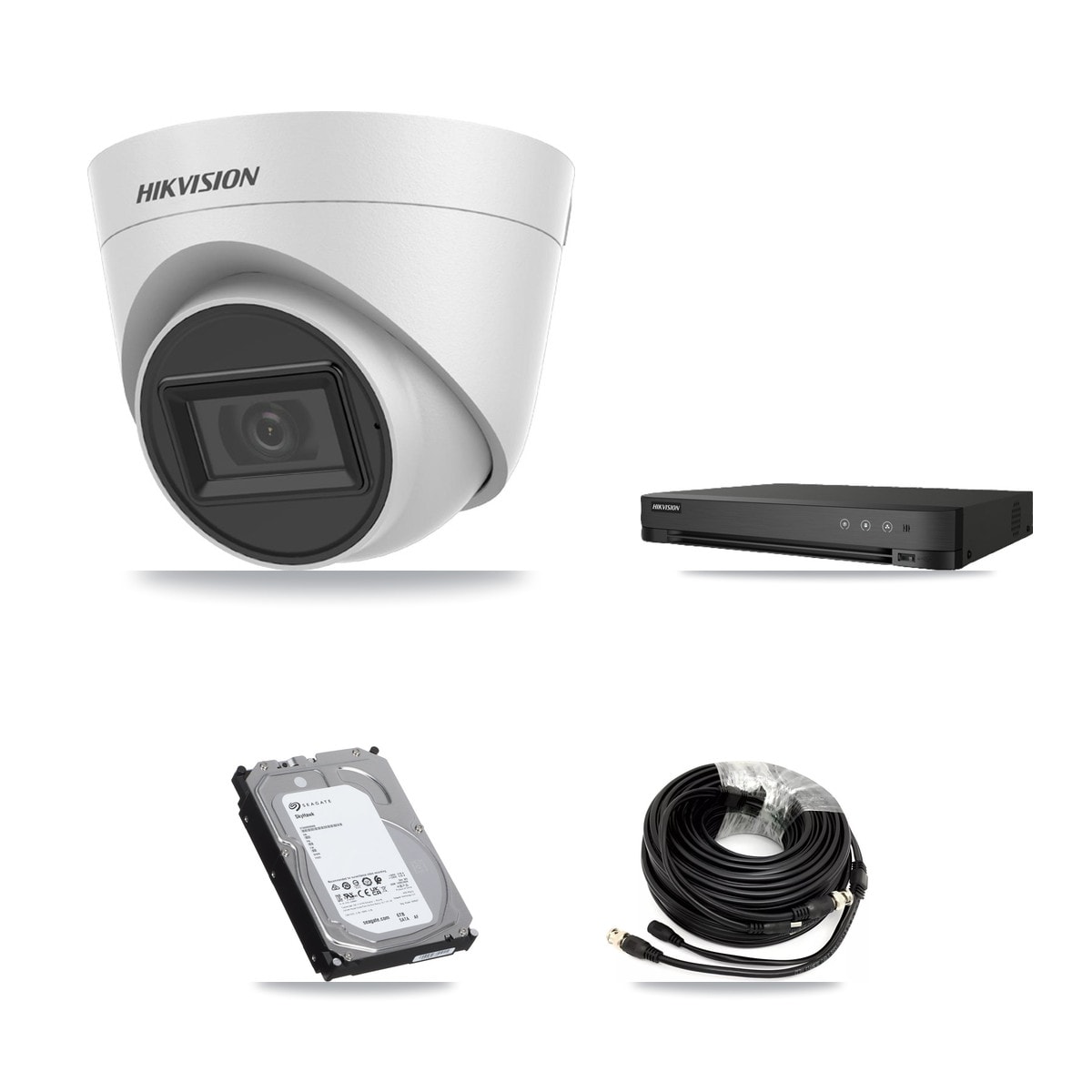 Hikvision IDS-7208HUHI-M1/E 8-Channel DVR CCTV Kit — 5× DS-2CE78H0T-IT3FS White 5MP Cameras + 6TB HDD - Image 1