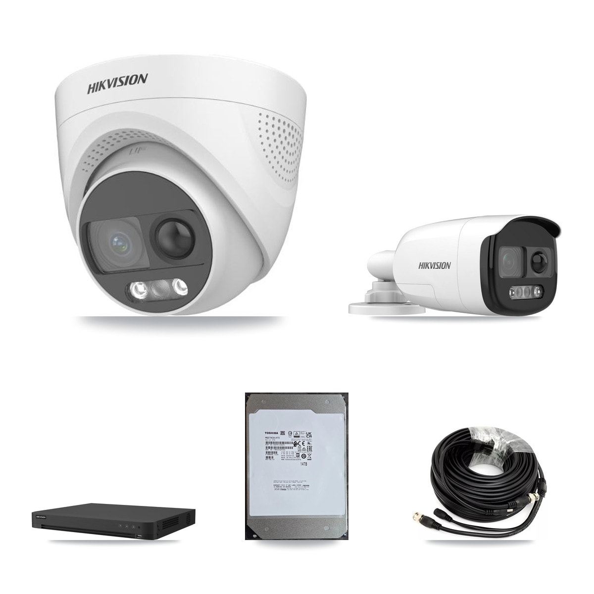 Hikvision 16-Channel 5MP CCTV Kit — 1 DS-2CE12KF3T Bullet + 7 DS-2CE72KF3T Turret Cameras + 14TB Recording