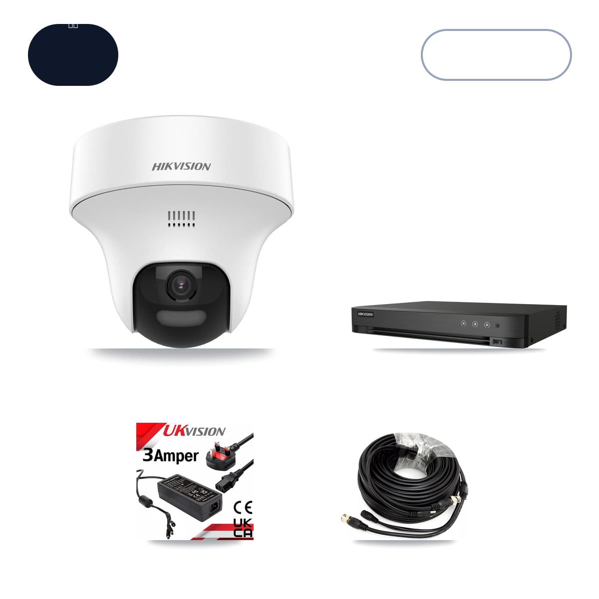 Hikvision 4-Channel 5MP CCTV Kit — 3 DS-2CE70K0T Turret Cameras + 6TB Recording (IDS-7204HUHI Recorder)