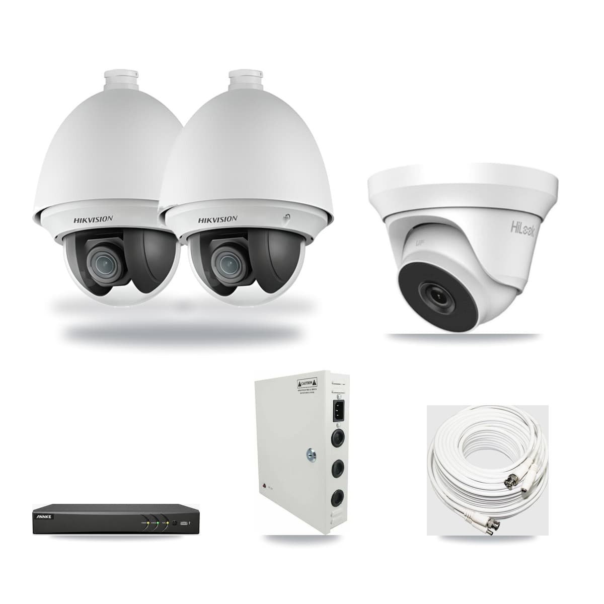 4-Channel 2MP – 4MP CCTV Kit — 2 2MP PTZ + 1 4MP Turret Cameras + 3TB Recording (AN-DV4-8MP Recorder) - Image 1