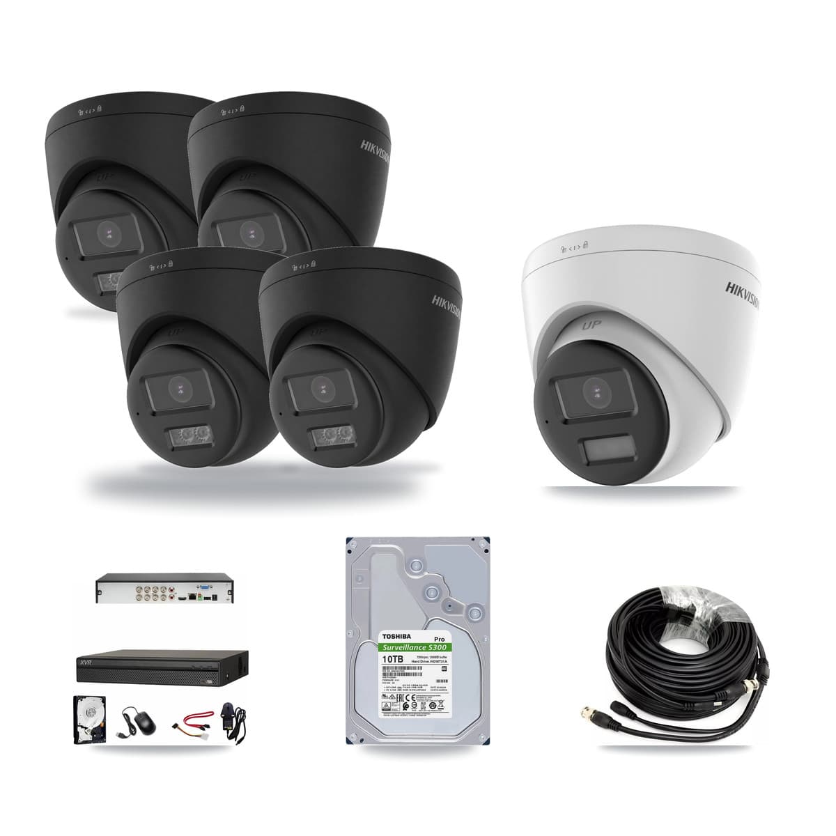 Hikvision & Dahua 8-Channel 4K CCTV Kit — 1 DS-2CE78U0T + 4 DS-2CE78U0T Turret Cameras + 10TB Recording - Image 1