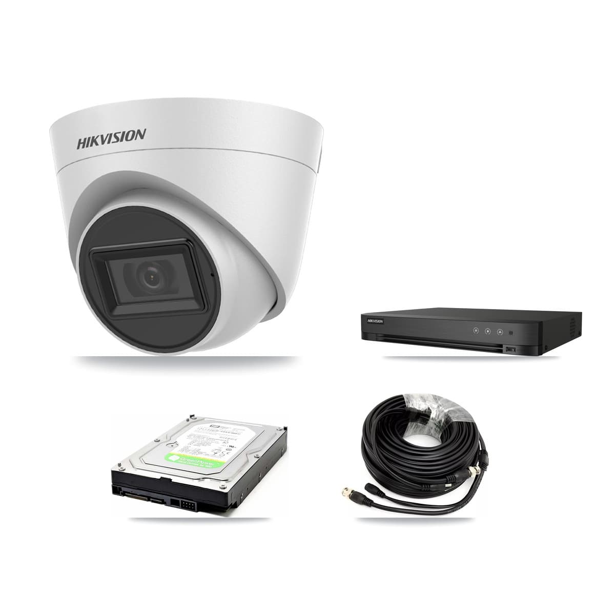 Hikvision 4-Channel 5MP CCTV Kit — 2 White Turret Cameras + 1TB Recording (IDS-7204HUHI Recorder)