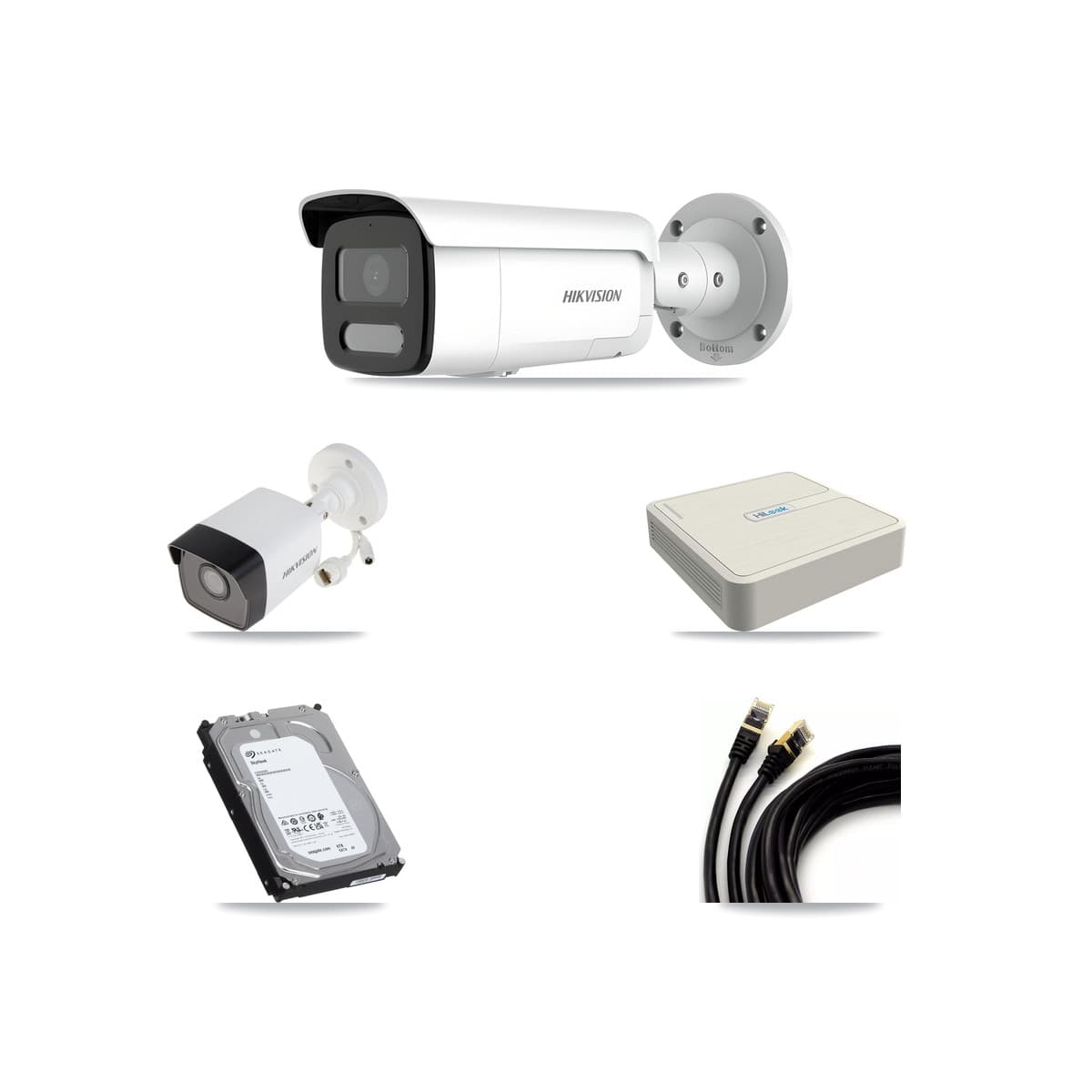 Hikvision & HiLook 8-Channel 4MP – 5MP CCTV Kit — 1 5MP + 3 4MP Bullet Cameras + 6TB Recording (NVR-108H-D Recorder)