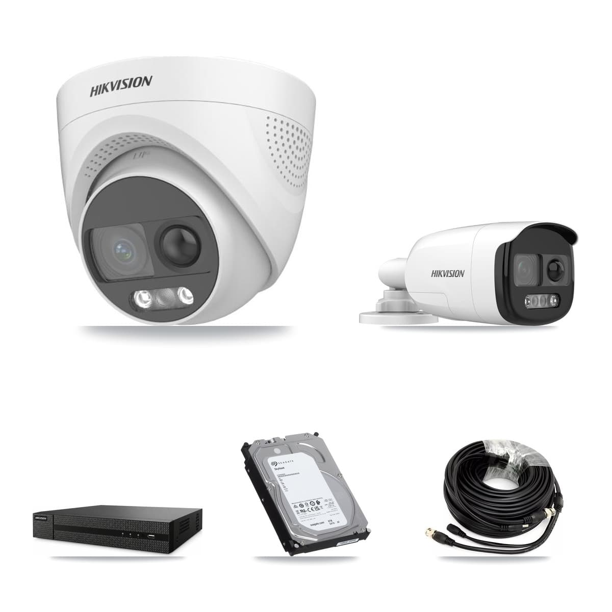 Hikvision 8-Channel 5MP CCTV Kit — 1 DS-2CE12KF3T Bullet + 7 DS-2CE72KF3T Turret Cameras + 6TB Recording (DVR-8CH Recorder) - Image 1