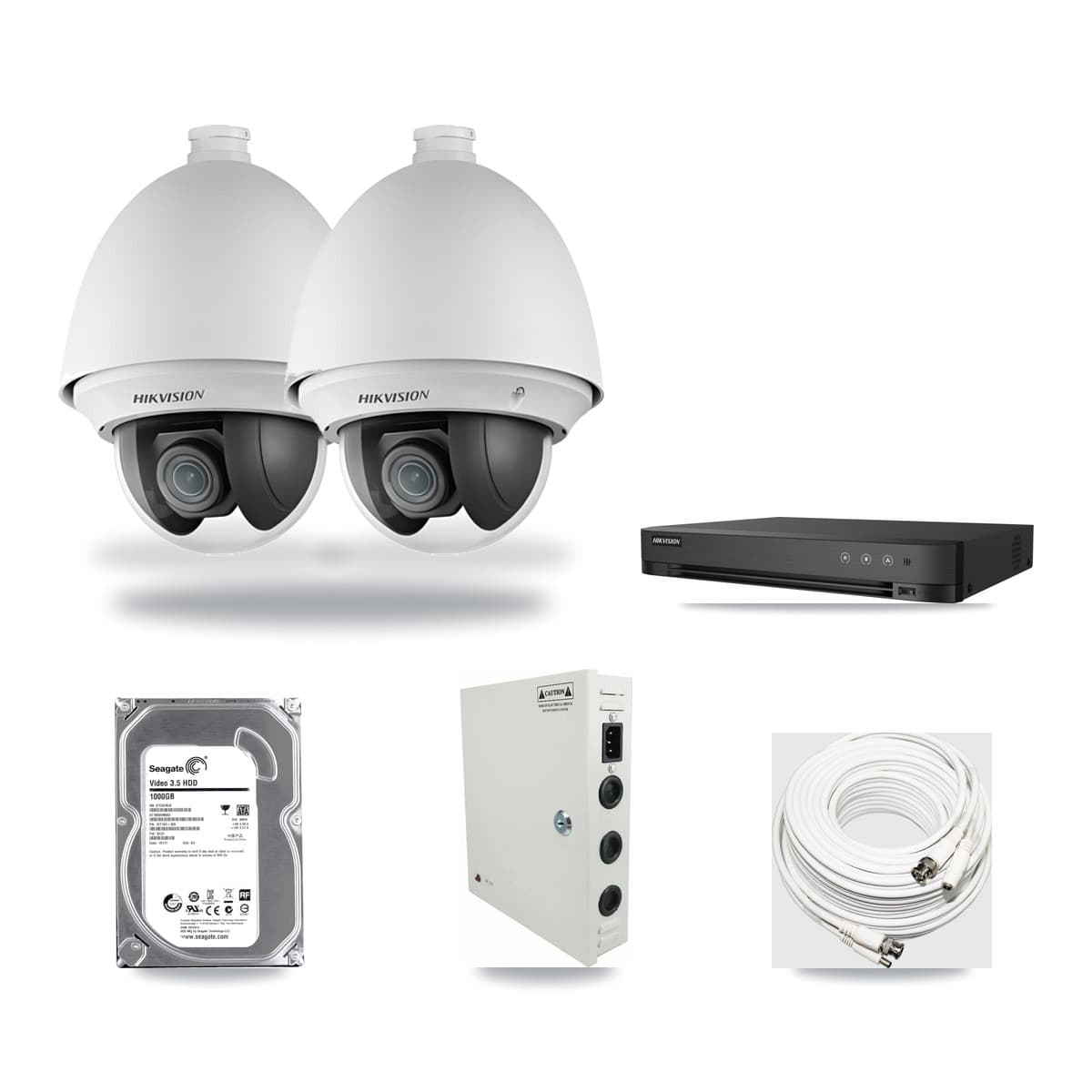 Hikvision 4-Channel 2MP CCTV Kit — 2 DS-2AE4225T PTZ Cameras + 1TB Recording (IDS-7204HQHI Recorder) - Image 1